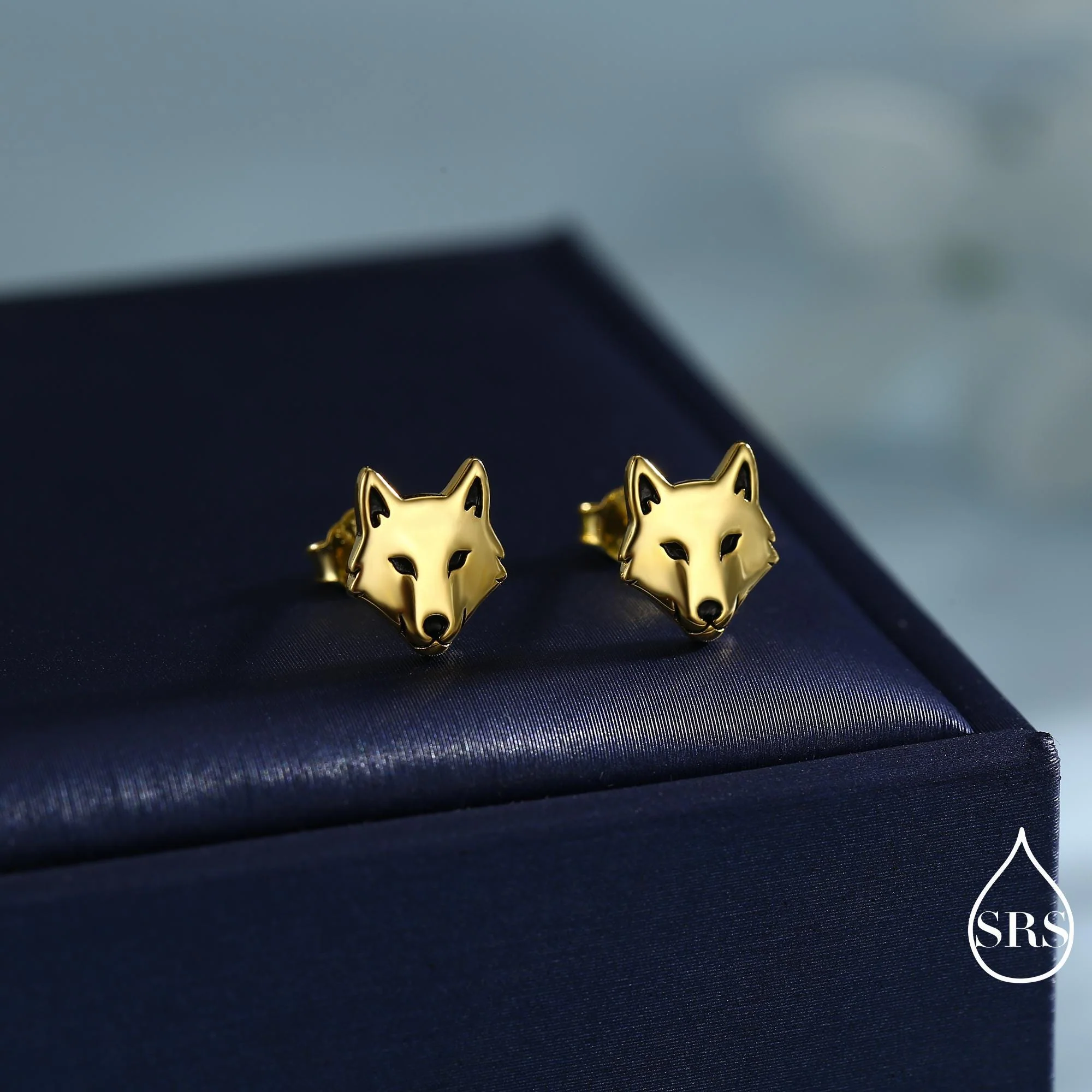 Wolf Head Stud Earrings in Sterling Silver, Silver or Gold or Rose Gold Finish, Wolf Earrings, Nature Inspired Animal Earrings - Image 4